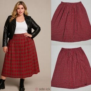 Whimsigoth 90s Vintage Laura Gayle Classic Red White Classic Plaid Midi Skirt 18